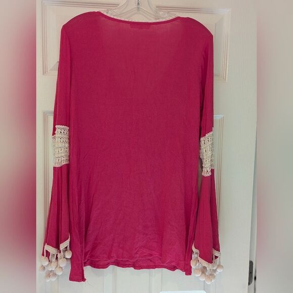 Anthropology Solitaire Swim Boho Top Dress Cover Up Crochet Tunic Artistic Sz M - Picture 2 of 8